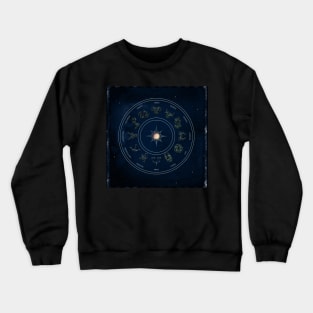 Zodiac sings on blue vintage background Crewneck Sweatshirt